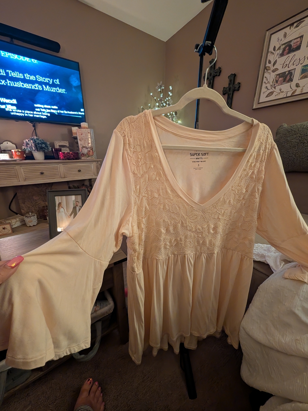Torrid Super Soft Knits Lace Yoke Tunic Cream Size 1